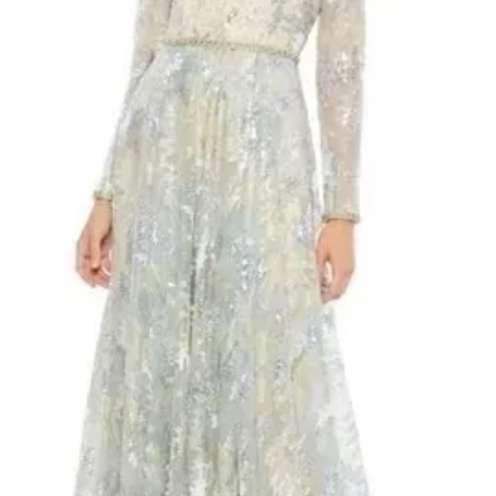 Mac Duggal 12460 Blue and Silver formal, pockets, size 10